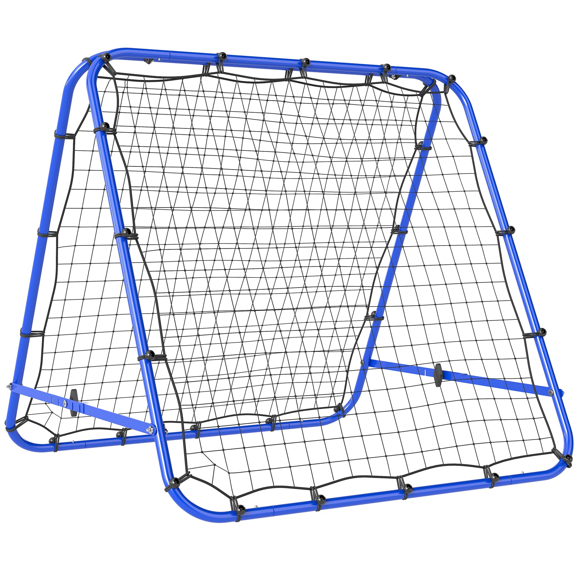 Photo of HOMCOM Double Sided Football Rebounder Net, Football Rebound Goal with Five Adjustable Angles, Blue in Blue colour on a white background
