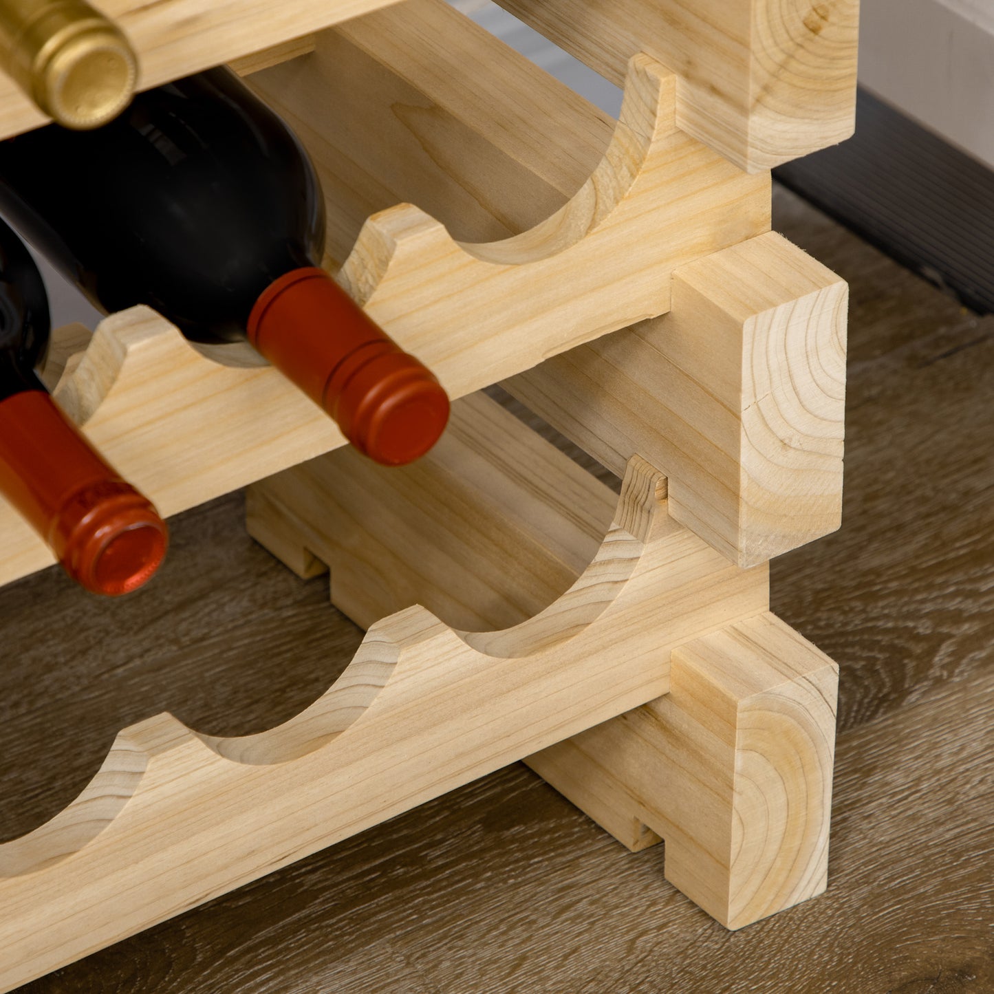 HOMCOM Six-Tier, 72 Bottle Wooden Wine Rack Set of 2 - Natural