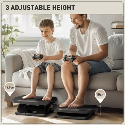 HOMCOM adjustable footrest shown at two height settings