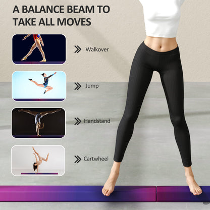 SPORTNOW purple folding gymnastics beam in use for balance exercises