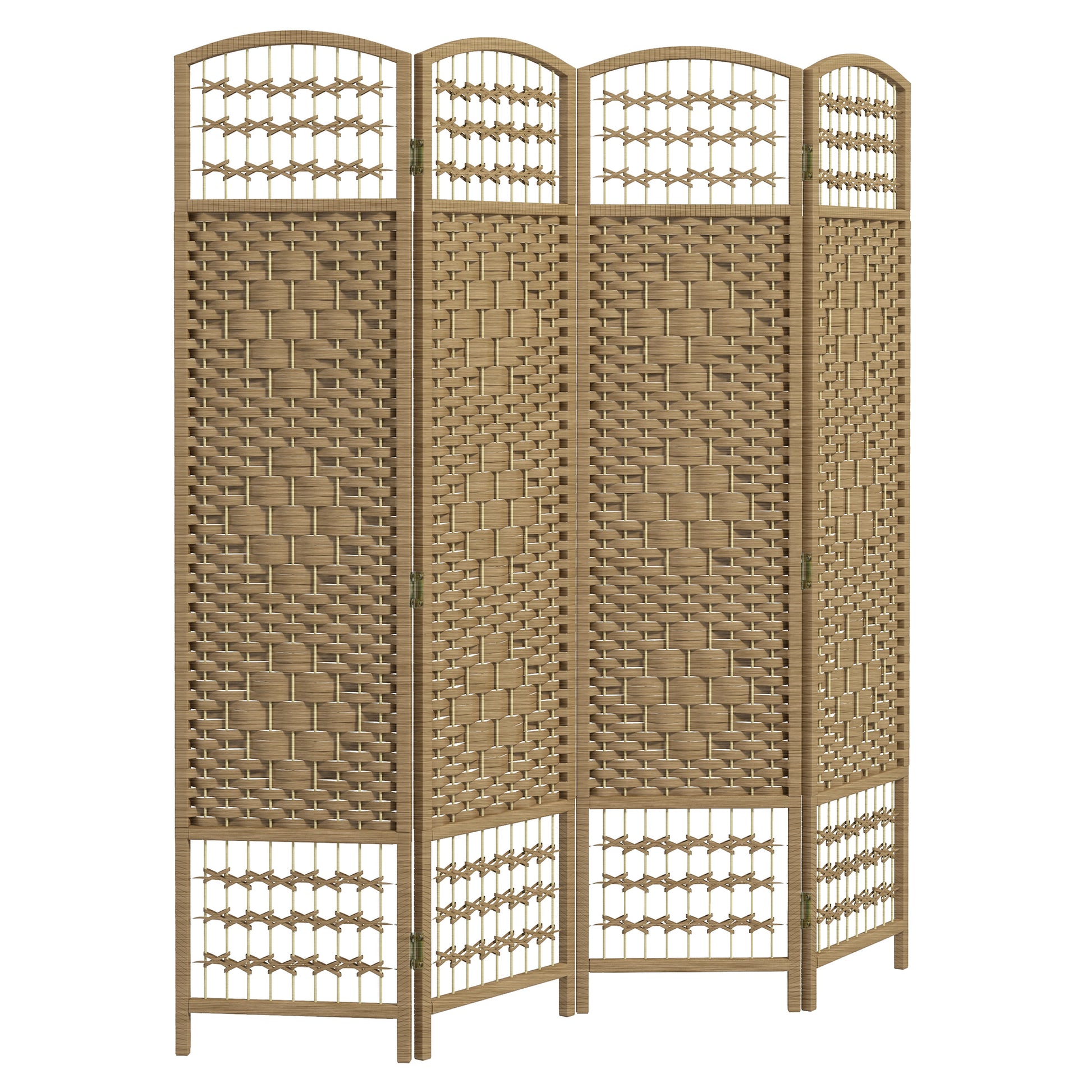 Photo of HOMCOM 4 Panel Folding Room Divider, Privacy Screen, Paravent Partition Separator for Living Room, Bedroom, Natural in Natural colour on a white background