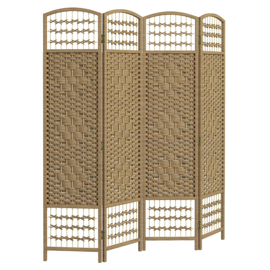 Photo of HOMCOM 4 Panel Folding Room Divider, Privacy Screen, Paravent Partition Separator for Living Room, Bedroom, Natural in Natural colour on a white background