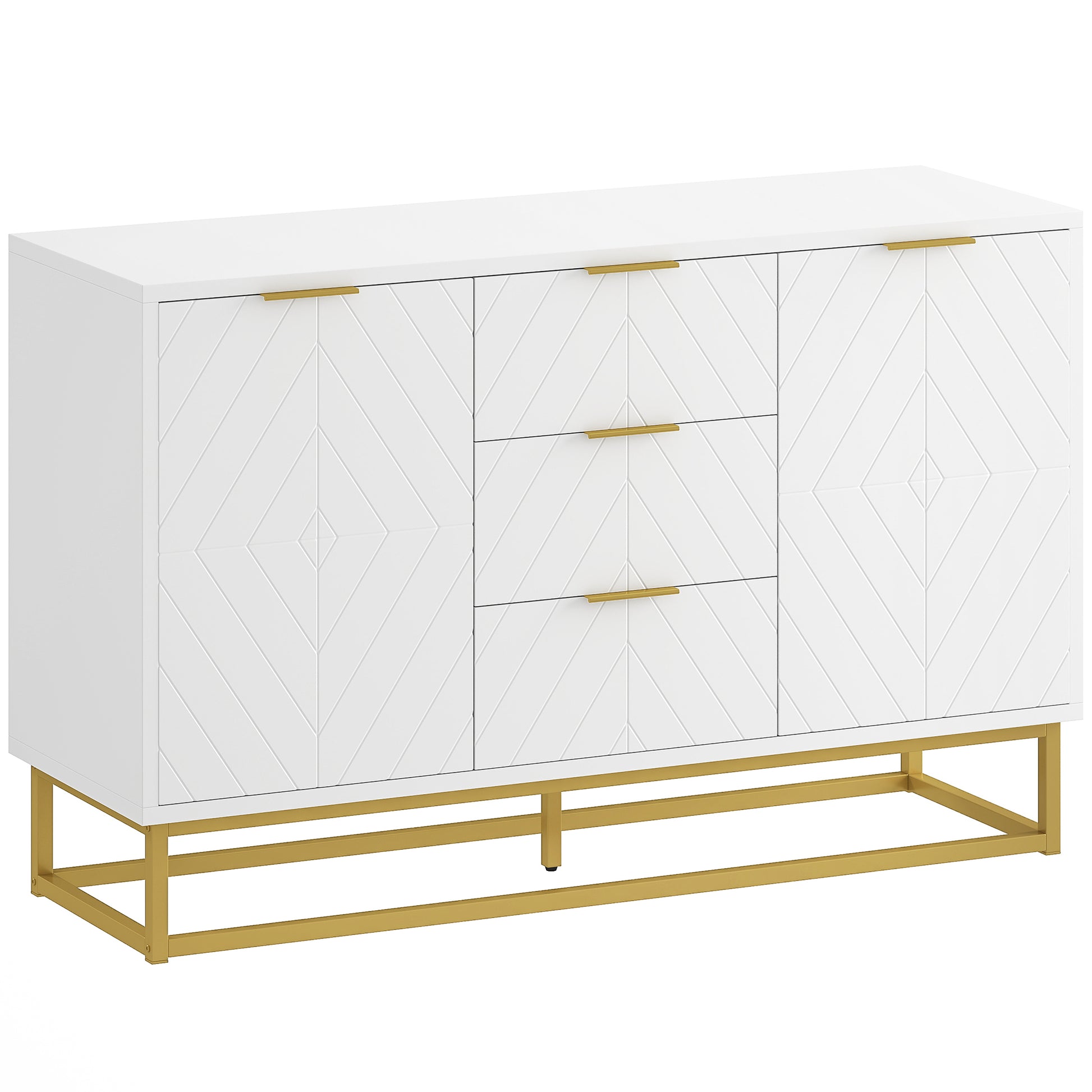 Photo of HOMCOM Sideboard with 3 Drawers and Adjustable Shelves for Living Room - White in White colour on a white background