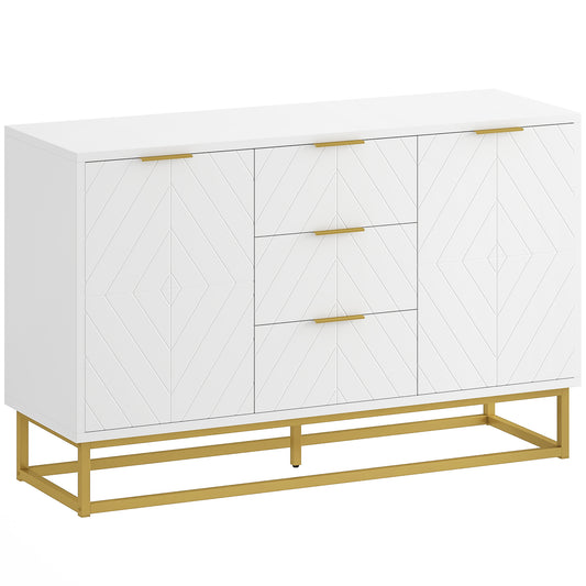 Photo of HOMCOM Sideboard with 3 Drawers and Adjustable Shelves for Living Room - White in White colour on a white background