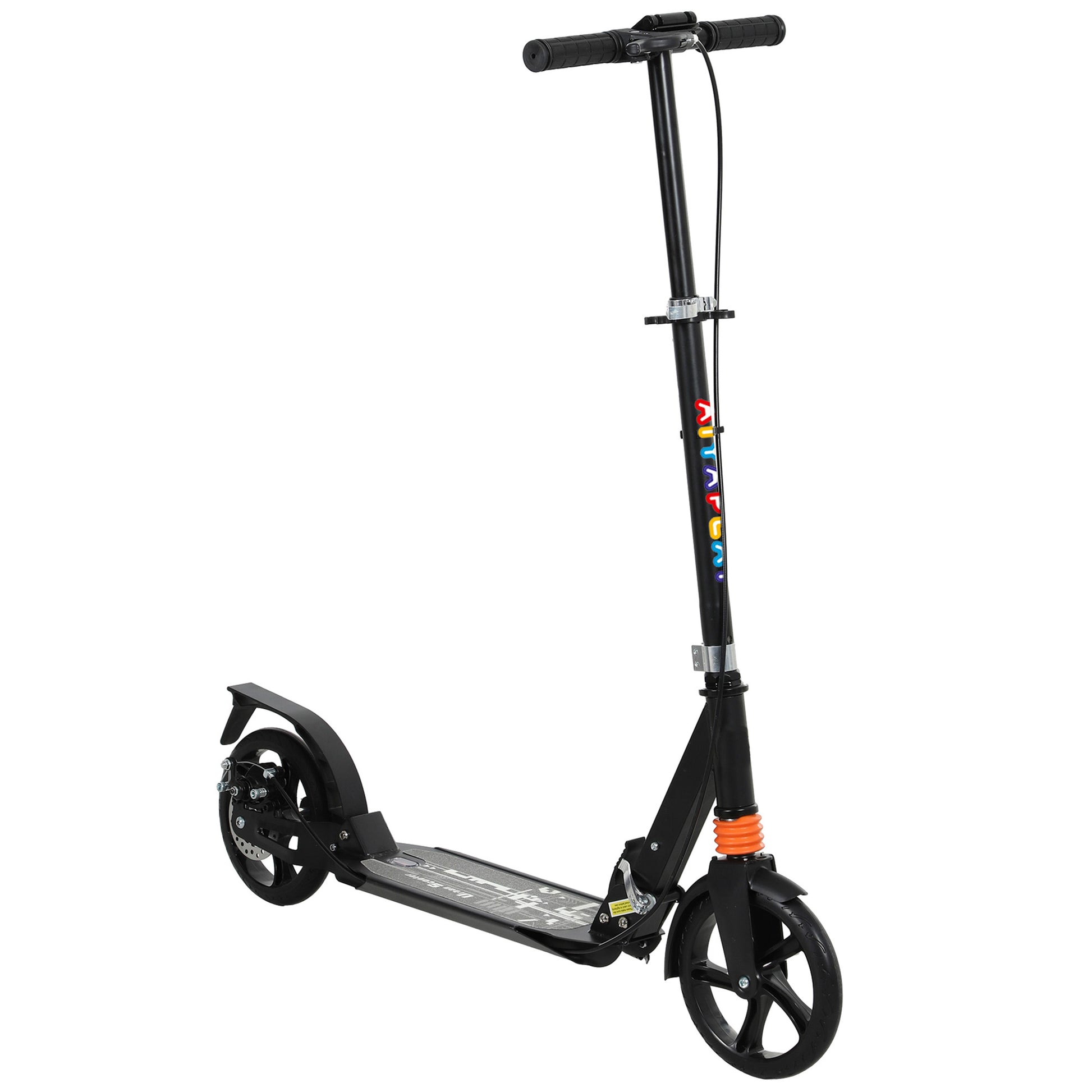 Photo of AIYAPLAY Kids Scooter with Four-Level Adjustable Handlebar, Dual Brake System, 200mm Wheels, ABEC-7 Bearings, Black in Black colour on a white background