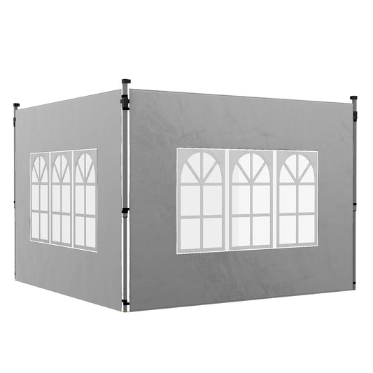 Photo of Outsunny Gazebo Side Panels, Sides Replacement with Window for 3x3(m) or 3x4m Pop Up Gazebo, 2 Pack, Grey in Grey colour on a white background