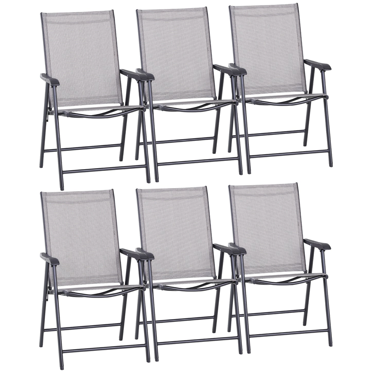 Photo of Outsunny Set of Six Folding Garden Chairs - Grey in Grey colour on a white background