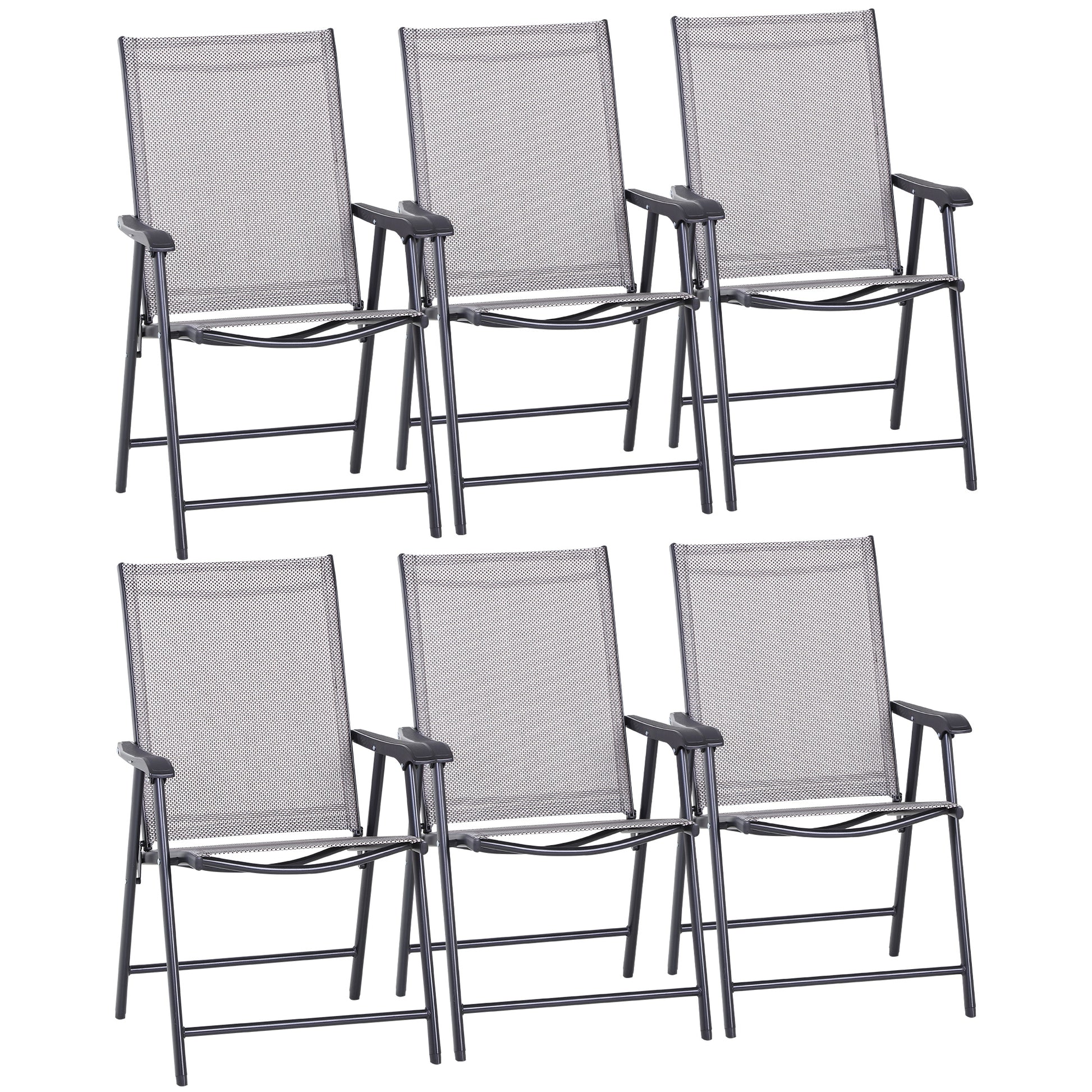 Photo of Outsunny Set of Six Folding Garden Chairs - Grey in Grey colour on a white background
