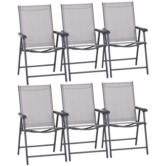 Photo of Outsunny Set of Six Folding Garden Chairs - Grey in Grey colour on a white background