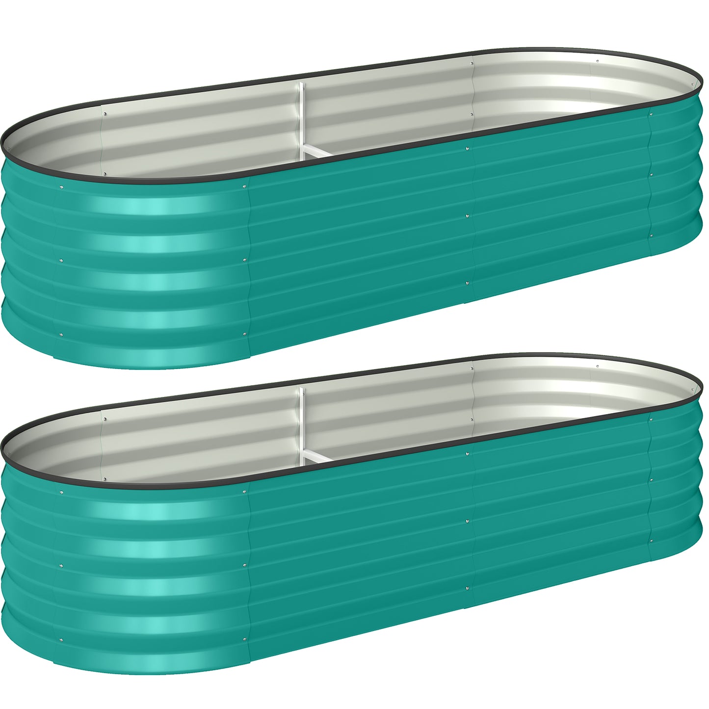 Photo of Outsunny Set of Two 150 x 60cm Steel Planters - Green in Green colour on a white background
