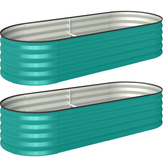 Photo of Outsunny Set of Two 150 x 60cm Steel Planters - Green in Green colour on a white background