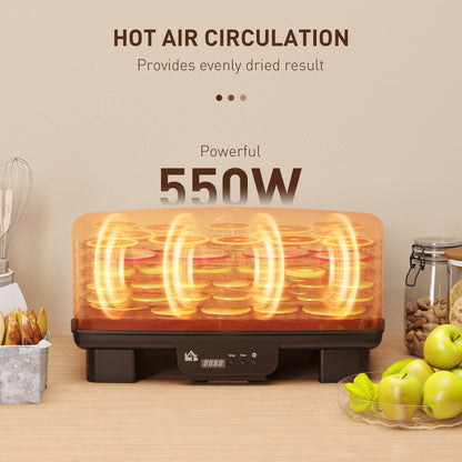 HOMCOM food dehydrator with six trays and hot air circulation illustration
