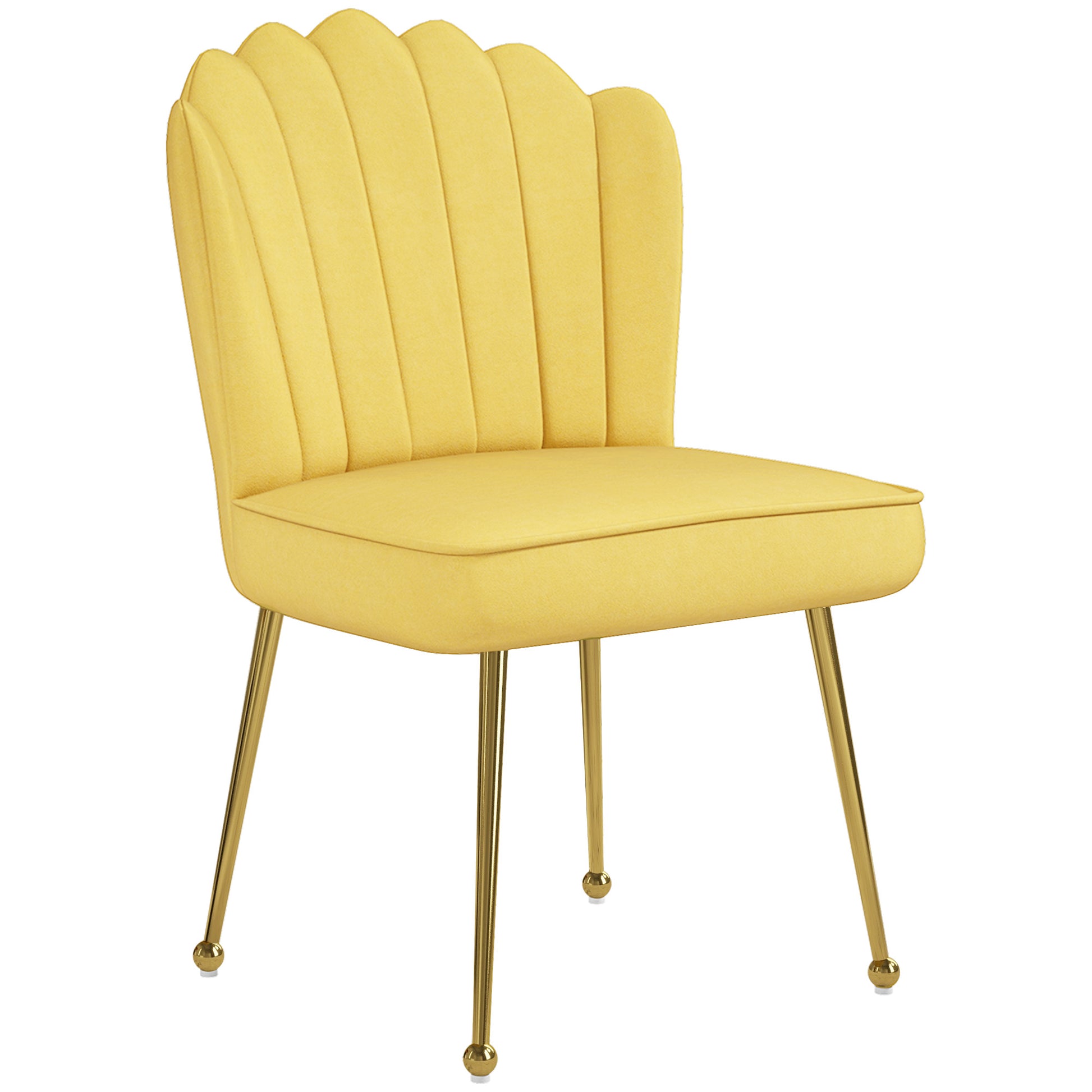 Photo of HOMCOM Velvet-Feel Shell Accent Chair - Yellow in Yellow colour on a white background