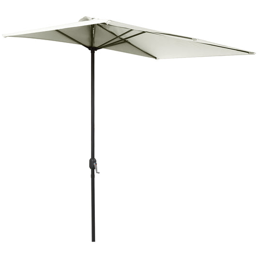 Photo of Outsunny Balcony Half Parasol Semi Round Umbrella Patio Crank Handle (2.3 m, Beige)- NO BASE INCLUDED in INCLUDED colour on a white background