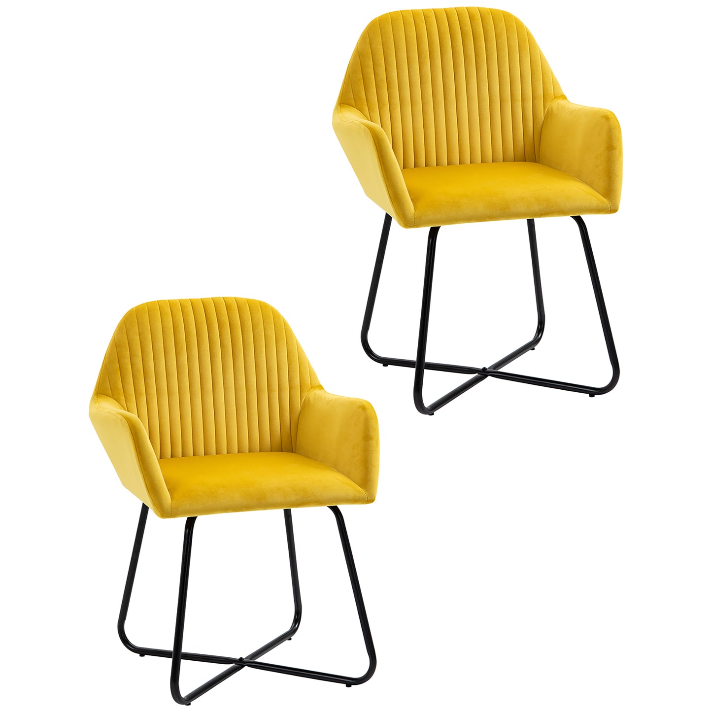 Photo of HOMCOM Velvet-Feel Plisse Back Accent Chair - Yellow in Yellow colour on a white background