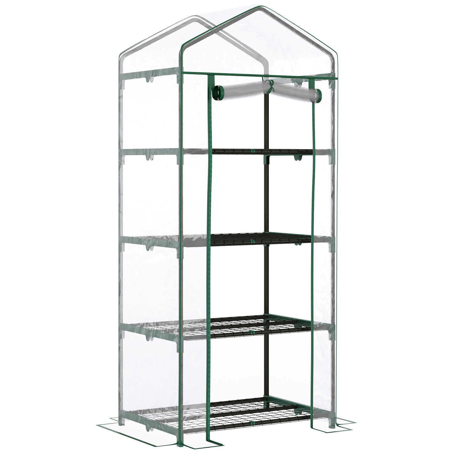 Photo of Outsunny 4 Tiers Mini Portable Greenhouse Compact Plant Grow Shed Metal Frame Transparent Clear Cover 160H x 70L x 50Wcm in 50Wcm colour on a white background