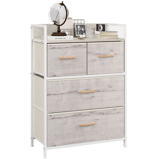 Photo of HOMCOM Rustic Chest of Four Fabric Drawers - Black in Black colour on a white background