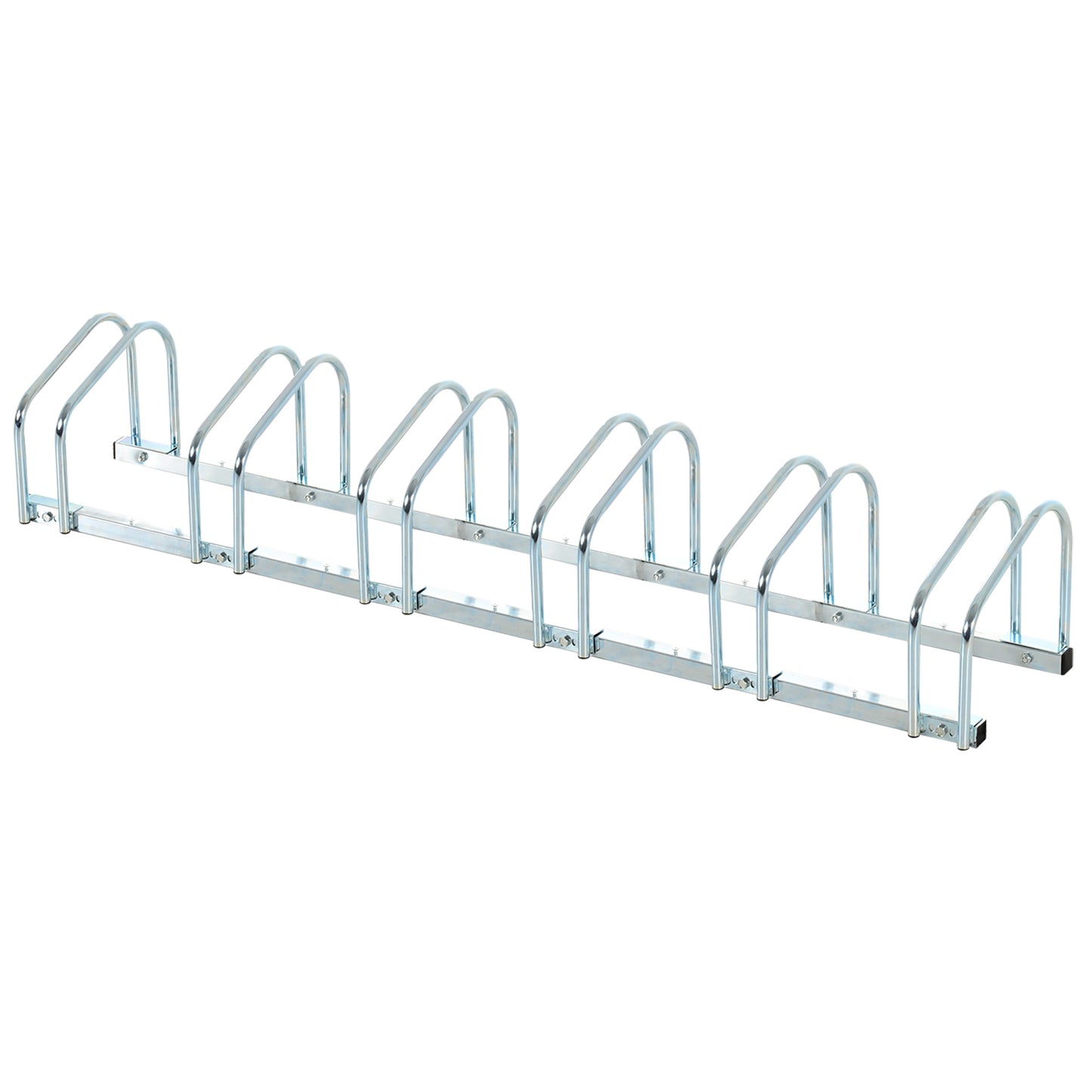Photo of HOMCOM Bike Stand Parking Rack Floor or Wall Mount Bicycle Cycle Storage Locking Stand 179L x 33W x 27H (6 Racks, Silver) in Silver) colour on a white background