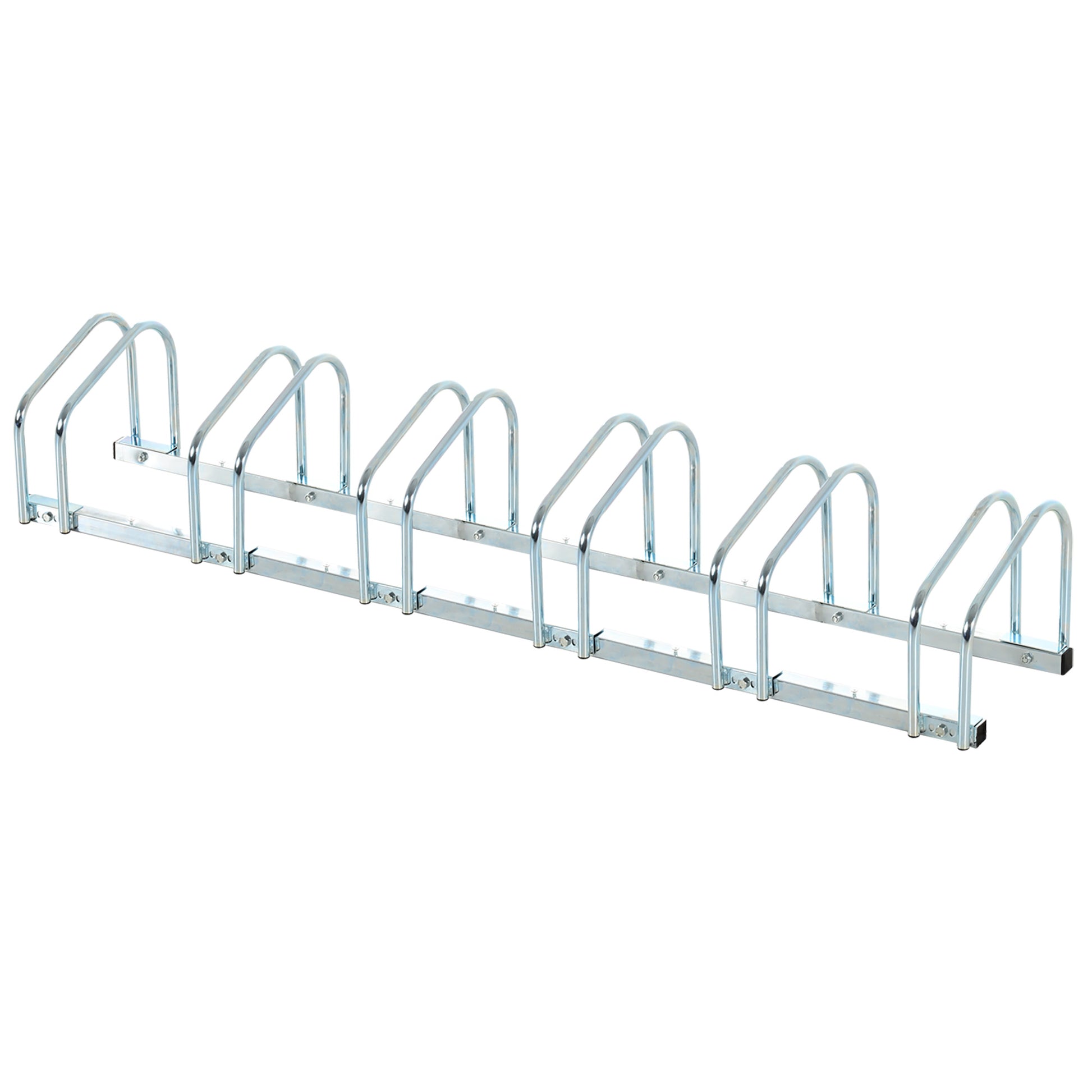 Photo of HOMCOM Bike Stand Parking Rack Floor or Wall Mount Bicycle Cycle Storage Locking Stand 179L x 33W x 27H (6 Racks, Silver) in Silver) colour on a white background