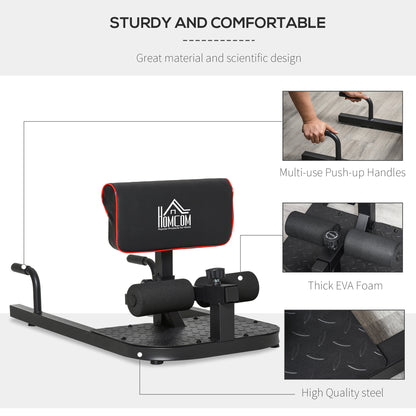 HOMCOM squat bench with push-up handles, thick foam rollers and textured steel base