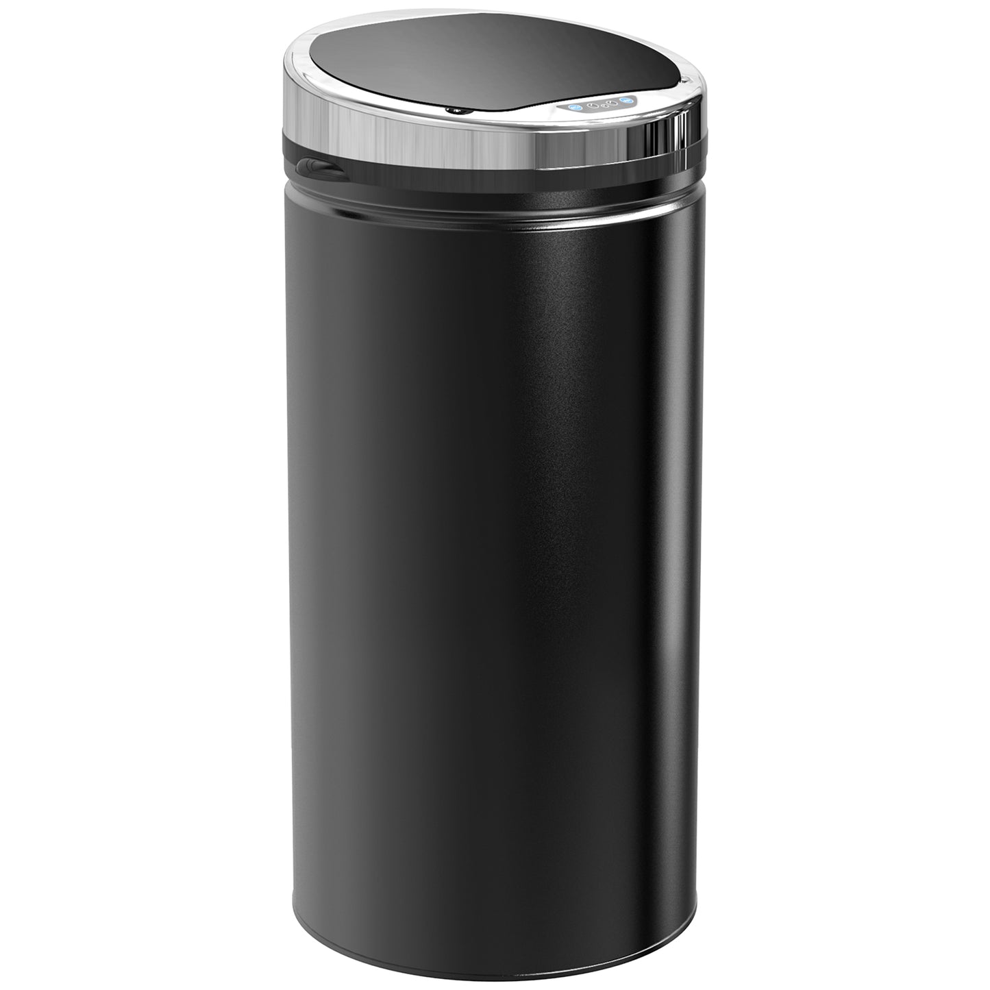 Photo of HOMCOM 42L Sensor Bin with Quiet Soft-Close Lid, Automatic Touchless Motion Sensor Rubbish Bin with Fingerprint Resistant, Stainless Steel for Hygienic Kitchen, Home Office Use, Black in Black colour on a white background