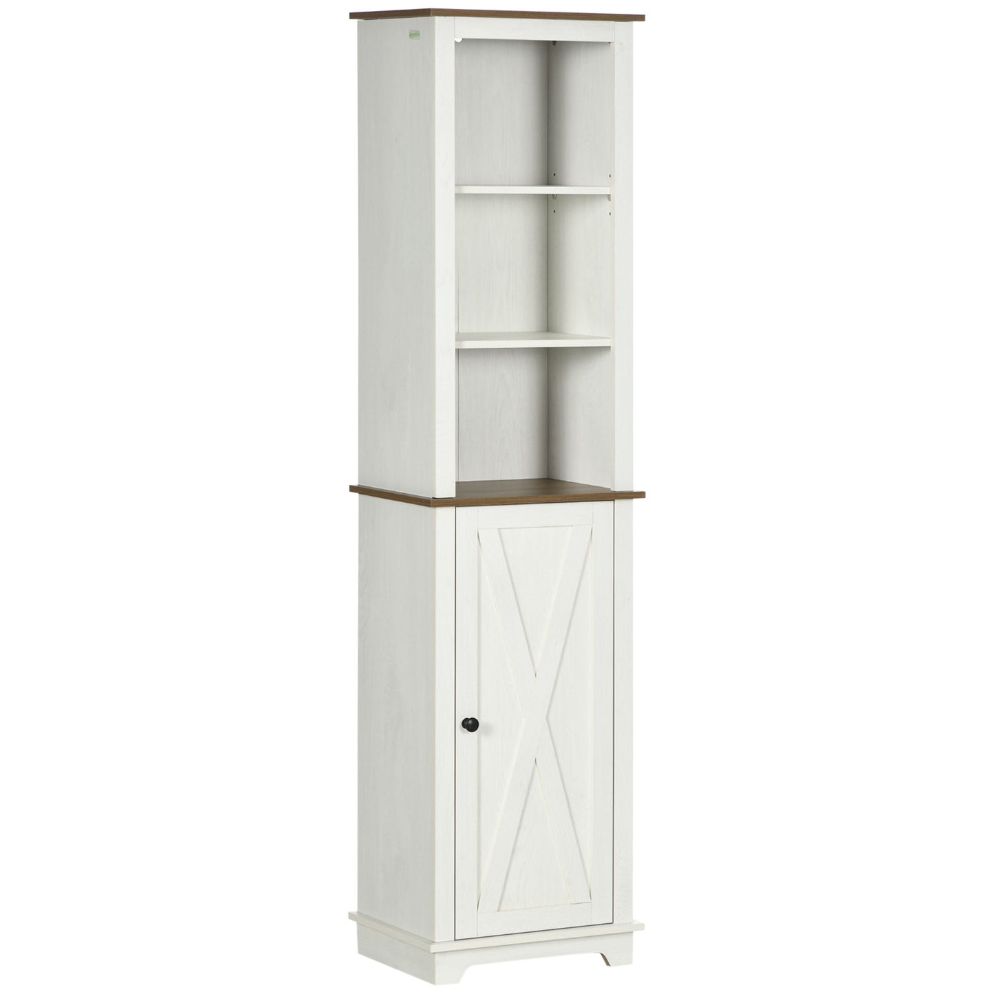 Photo of kleankin Bathroom Cabinet, Tall Storage Cabinet with Door and Adjustable Shelves, 39.5 x 30 x 160 cm, White in White colour on a white background