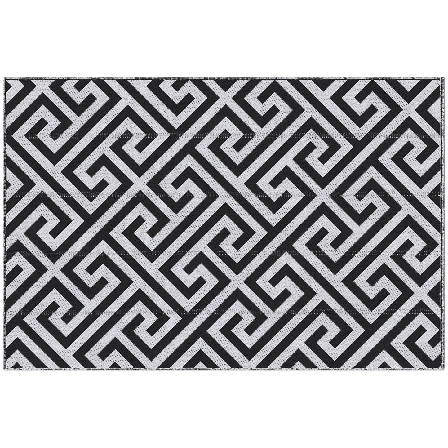Photo of Outsunny Outdoor Rug Reversible Mat Plastic Straw Rug Portable RV Camping Mat for Garden Deck Picnic Indoor, 121 x 182 cm (4 x 6 ft), Black & White in White colour on a white background