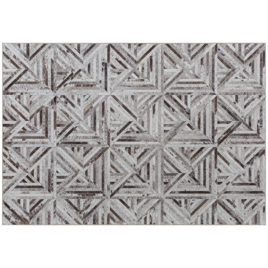 Photo of HOMCOM Modern Area Rug, Triangle Pattern Non-Slip Washable Rug, Chenille Floor Carpet for Living Room, Bedroom, Dining Room, Home Office, 230 x 160 cm, Brown in Brown colour on a white background
