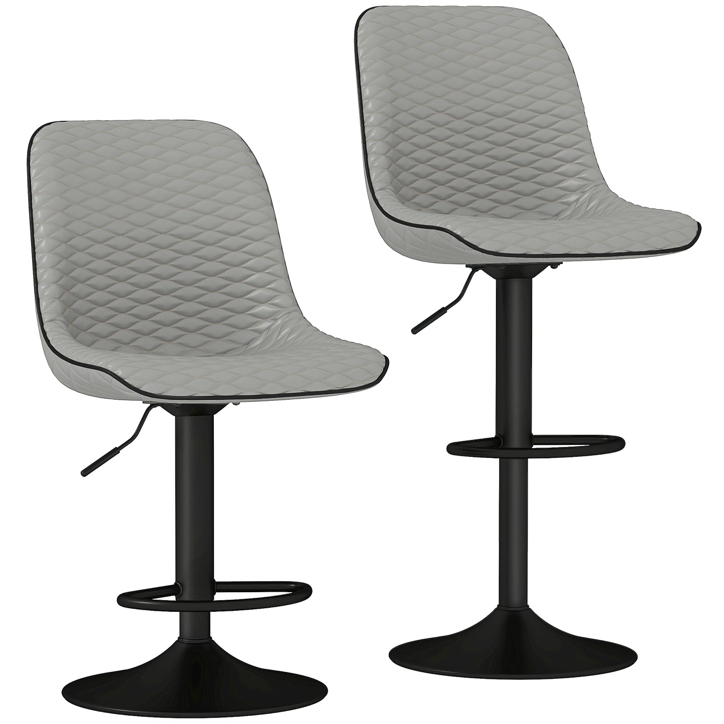 Photo of HOMCOM Set of Two Faux Leather Bar Stools - Grey in Grey colour on a white background