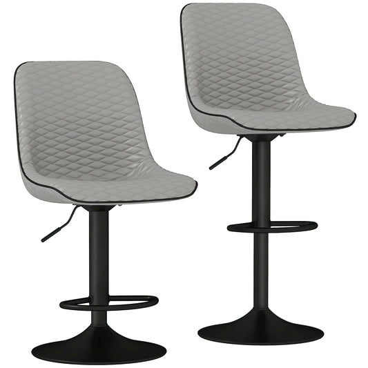 Photo of HOMCOM Set of Two Faux Leather Bar Stools - Grey in Grey colour on a white background