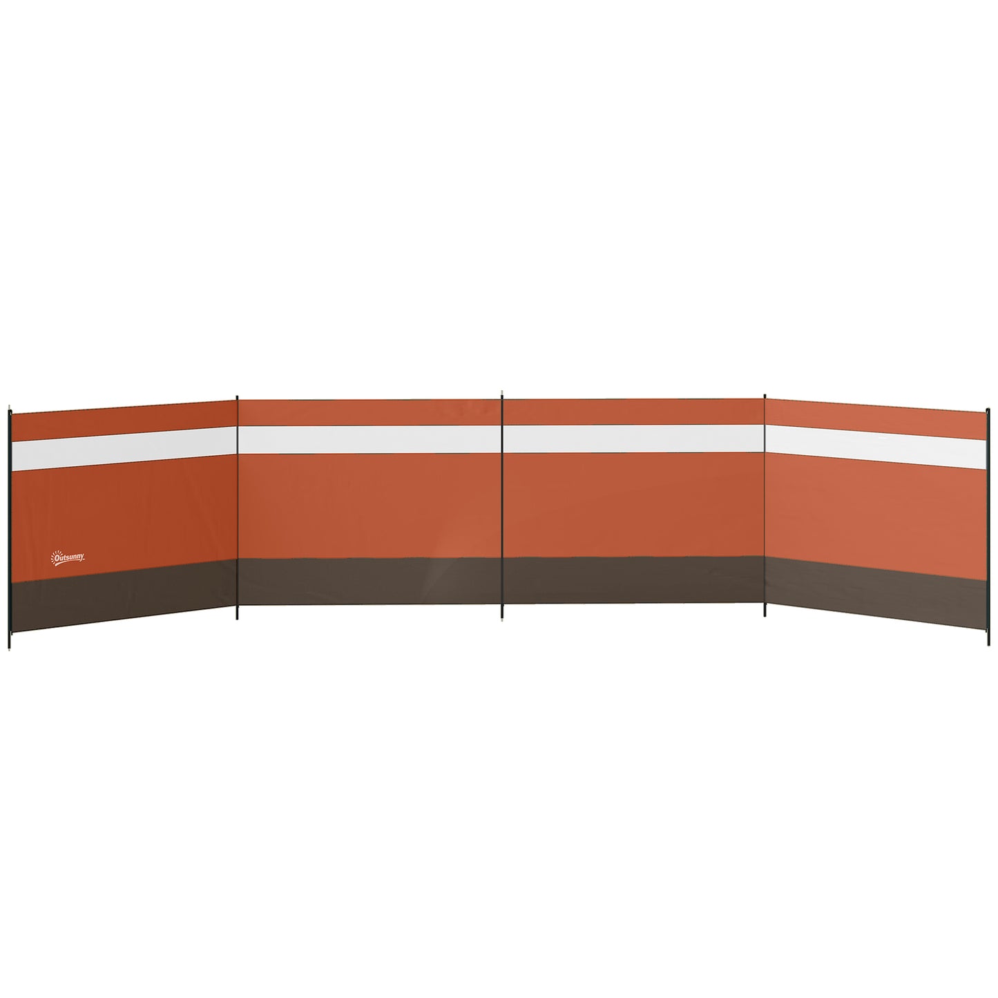 Photo of Outsunny Camping Windbreaker with Clear Windows, Carry Bag and Steel Poles, for Beach Caravan Campervan, 725 x 140cm, Orange in Orange colour on a white background