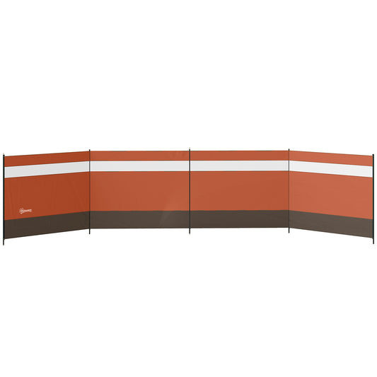 Photo of Outsunny Camping Windbreaker with Clear Windows, Carry Bag and Steel Poles, for Beach Caravan Campervan, 725 x 140cm, Orange in Orange colour on a white background