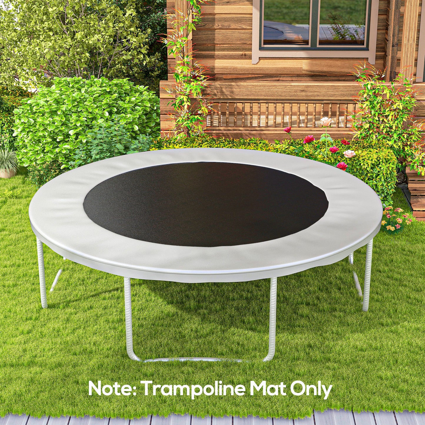 SPORTNOW Replacement Trampoline Mat with Spring Pull Tool, 72 V-Hooks, for 12ft Trampoline using 14cm Springs, Black