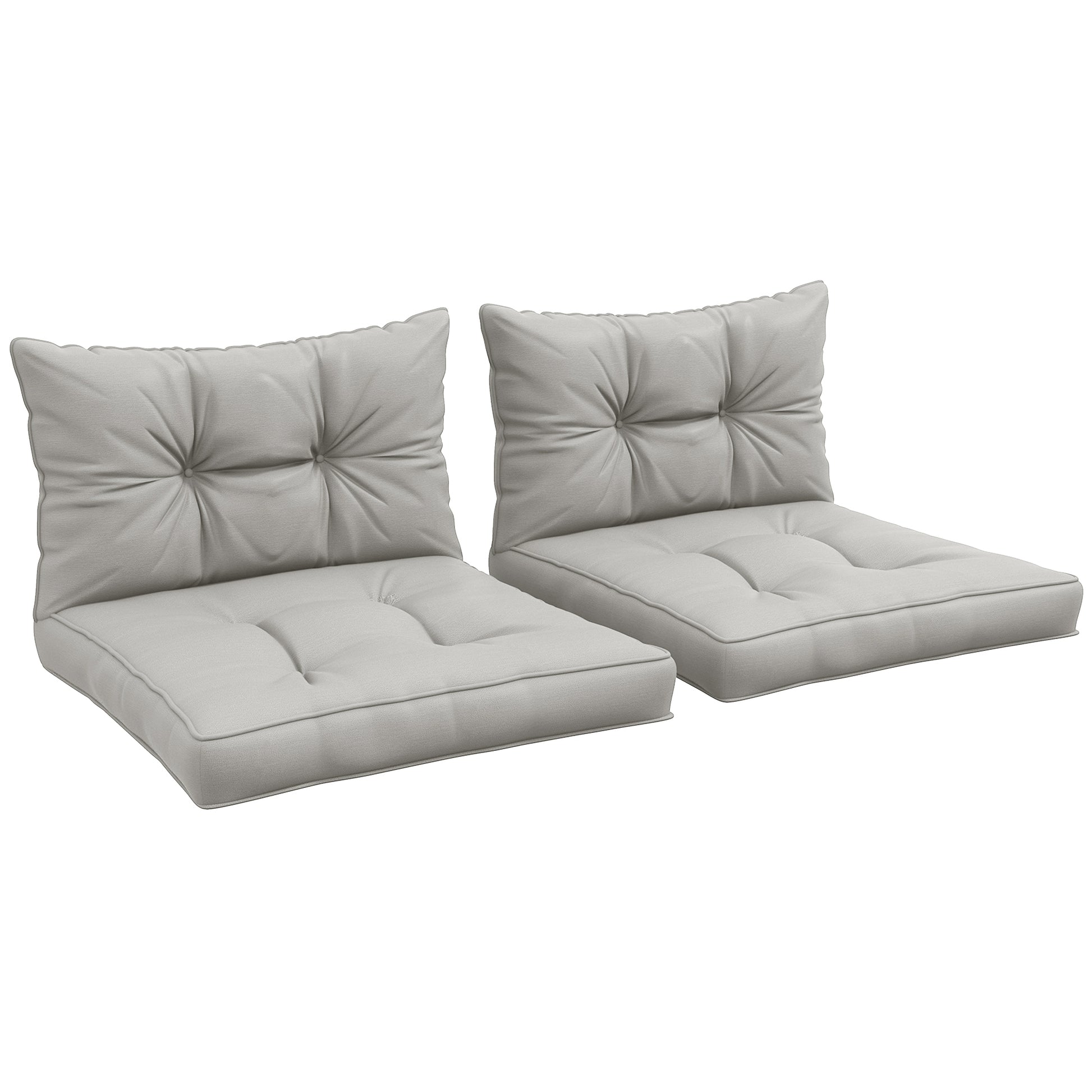 Photo of Outsunny 4-Piece Seat Cushions Back Pillows Replacement, Patio Chair Cushions Set for Indoor Outdoor, Light Grey in Grey colour on a white background
