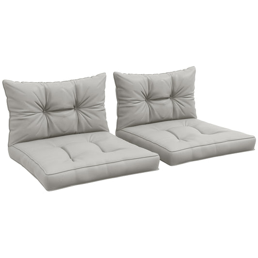 Photo of Outsunny 4-Piece Seat Cushions Back Pillows Replacement, Patio Chair Cushions Set for Indoor Outdoor, Light Grey in Grey colour on a white background