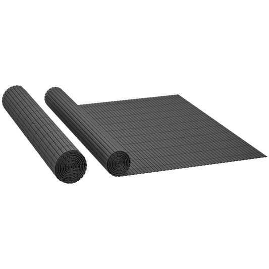 Photo of Outsunny 2Pcs Plastic Privacy Screening Fence, 1m x 3 m Waterproof Windbreak Fence, Dark Grey in Grey colour on a white background