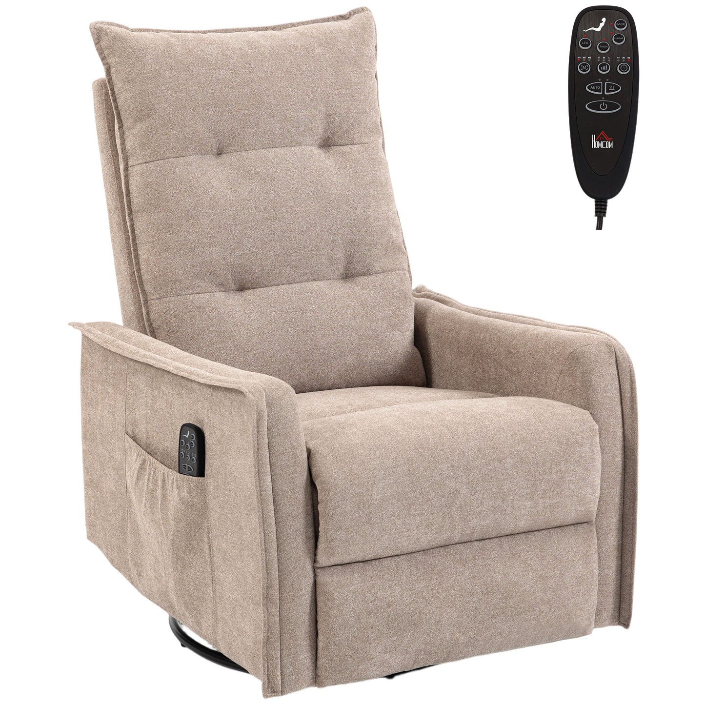Photo of HOMCOM Recliner Armchair, Chenille Recliner Chair with Massage and Heat, 360° Swivel Rocking Manual Recliner, Brown in Brown colour on a white background