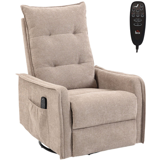 Photo of HOMCOM Recliner Armchair, Chenille Recliner Chair with Massage and Heat, 360° Swivel Rocking Manual Recliner, Brown in Brown colour on a white background