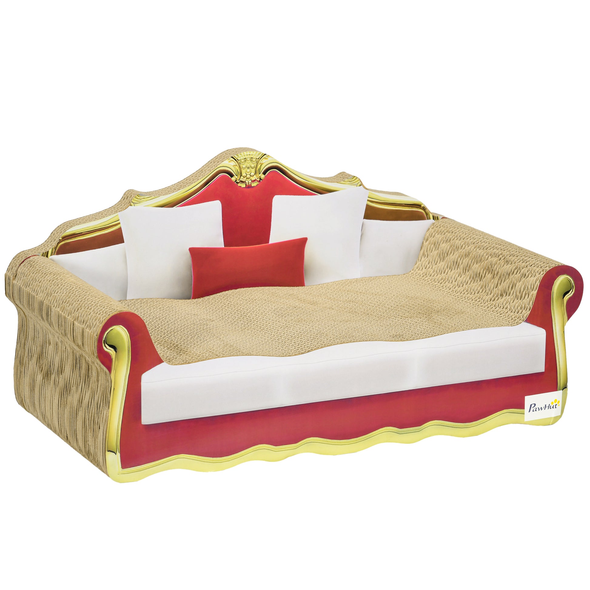 Photo of PawHut Cat Cardboard Scratcher, Lounge Sofa Bed with Catnip, 58 x 29.5 x 29cm in 29cm colour on a white background
