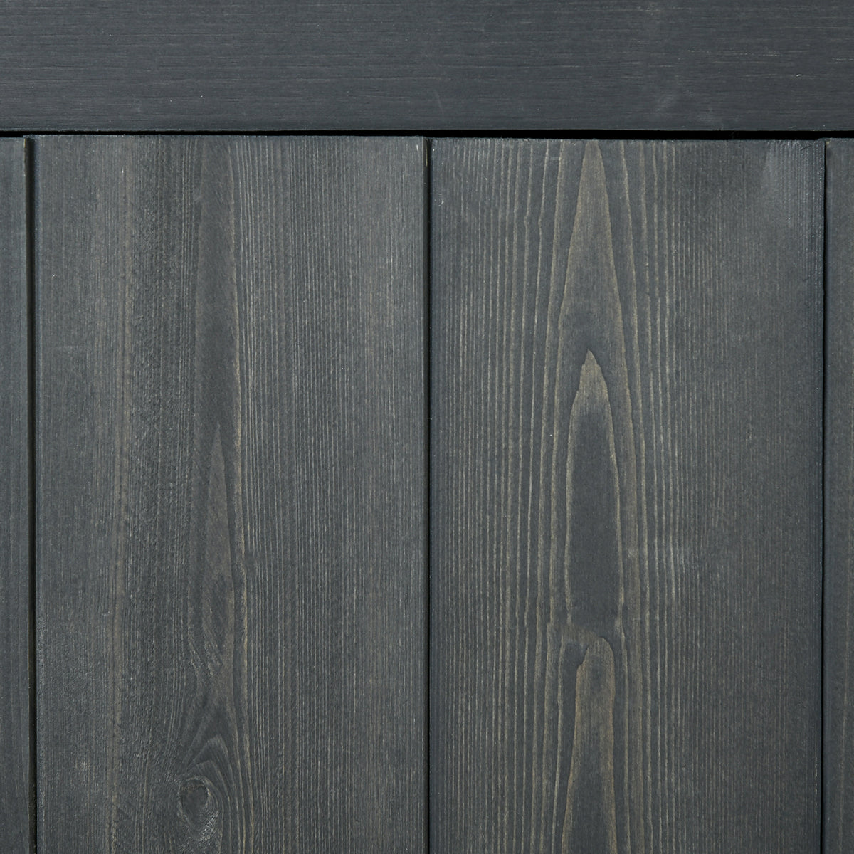 Outsunny gray wooden shed wall close-up showing vertical wood grain
