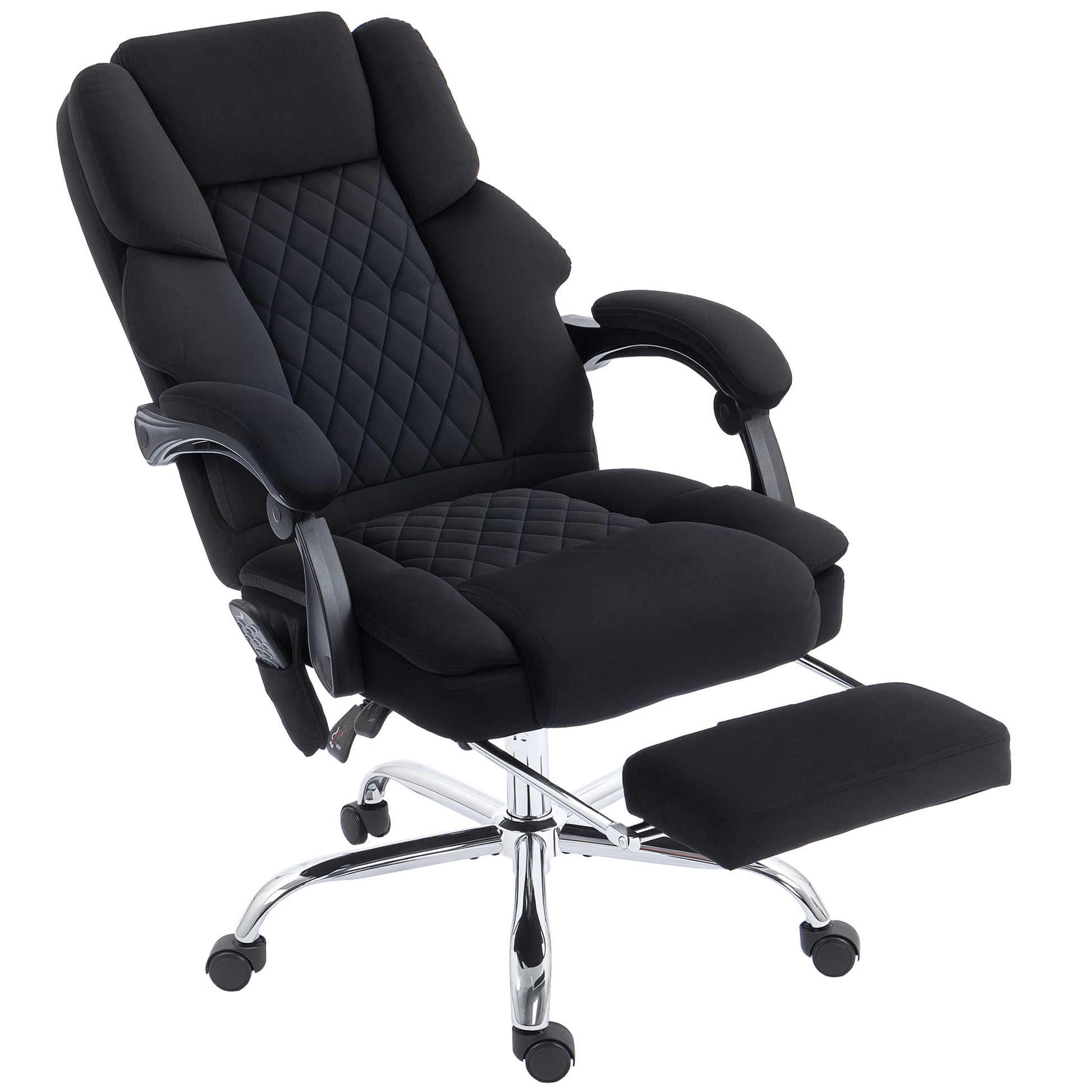 Photo of HOMCOM Office Chair with 6-point Vibration Massage and Heat, Fabric Desk Chair with Footrest, High Back, Black in Black colour on a white background