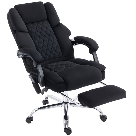 Photo of HOMCOM Office Chair with 6-point Vibration Massage and Heat, Fabric Desk Chair with Footrest, High Back, Black in Black colour on a white background