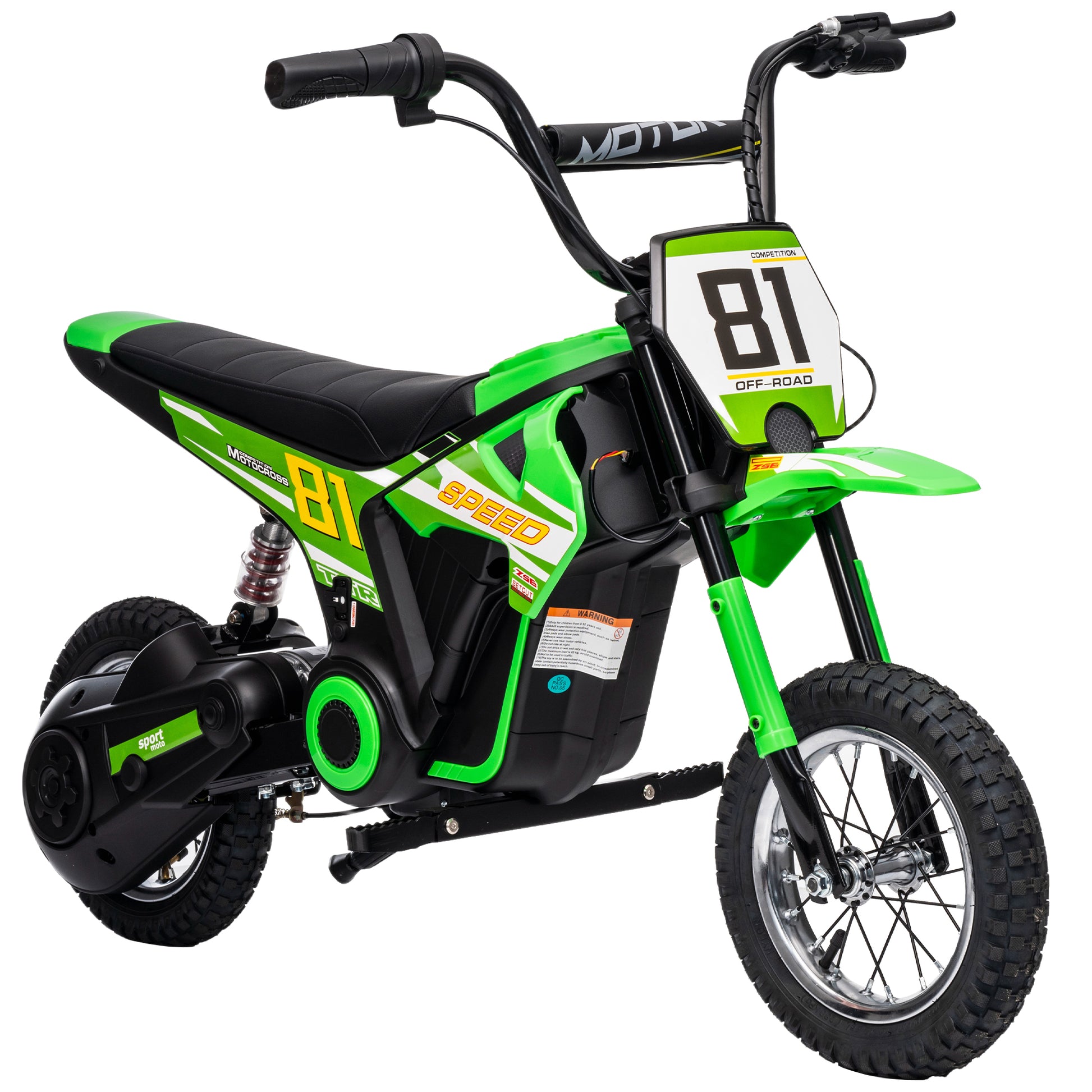Photo of AIYAPLAY Kids Electric Motorbike, 24V Ride On Motorcycle with 3 Speeds and Rear Suspension, Dirt Bike for 8-12 Years Old, Green in Green colour on a white background