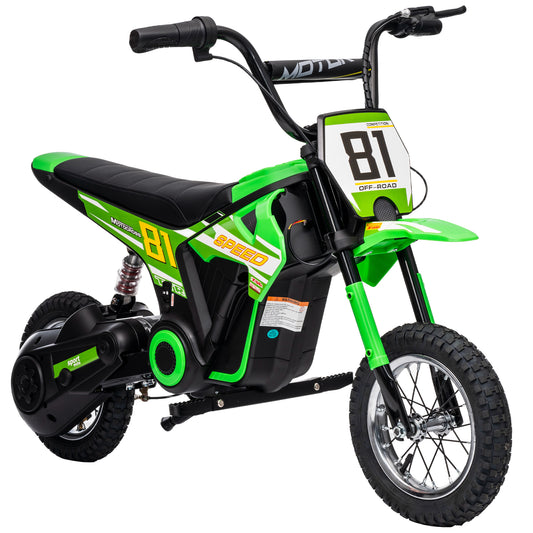 Photo of AIYAPLAY Kids Electric Motorbike, 24V Ride On Motorcycle with 3 Speeds and Rear Suspension, Dirt Bike for 8-12 Years Old, Green in Green colour on a white background