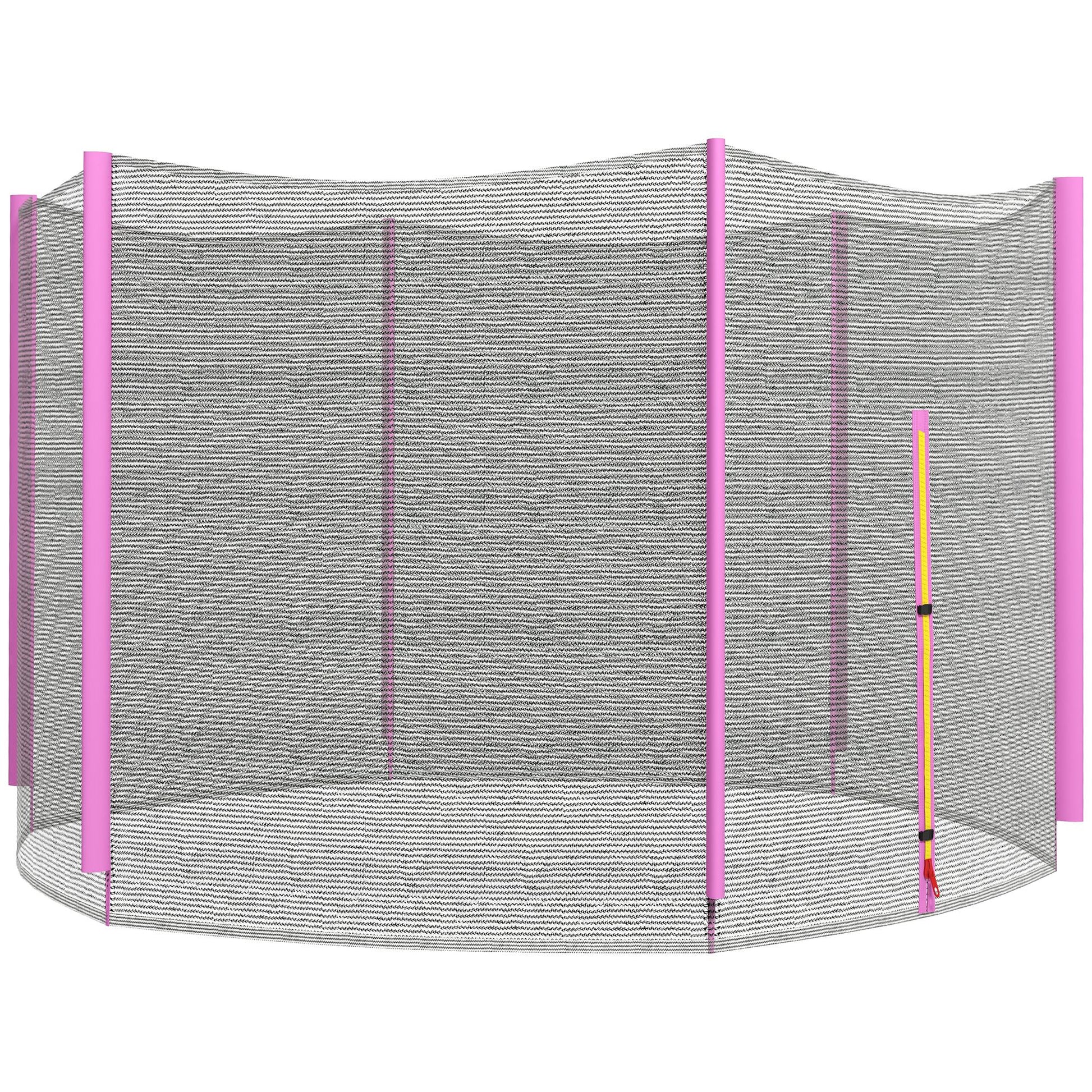 Photo of SPORTNOW 8ft Trampoline Net Replacement with 6 Plastic Pole Covers, Weather-Resistant Trampoline Netting Replacement with Zipped Entrance, Poles Not Included, Pink in Pink colour on a white background