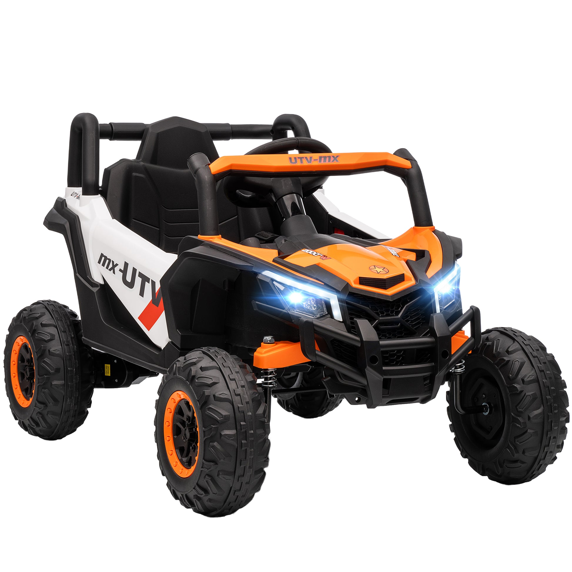 Photo of AIYAPLAY 12V Kids Ride On Car with Remote Control, Kids Electric Car with Suspension System, Music, for Ages 3-5 Years, Orange in Orange colour on a white background