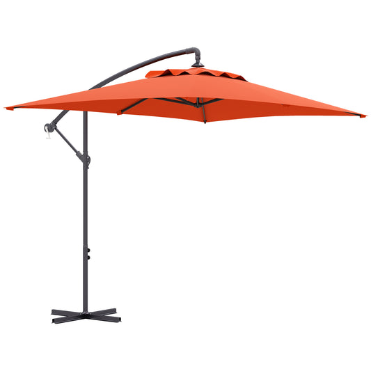 Photo of Outsunny 3(m) Cantilever Overhanging Parasol, with Cross Base - Orange in Orange colour on a white background