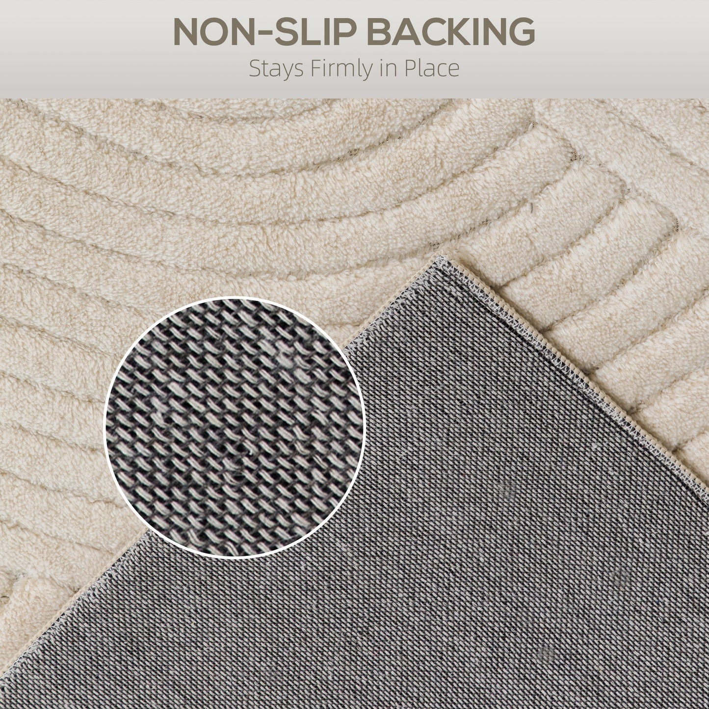HOMCOM Modern Geometric Rug, Thick Plush, Non-Slip, 160 x 120 cm, Cream, Living Room, Bedroom, Office