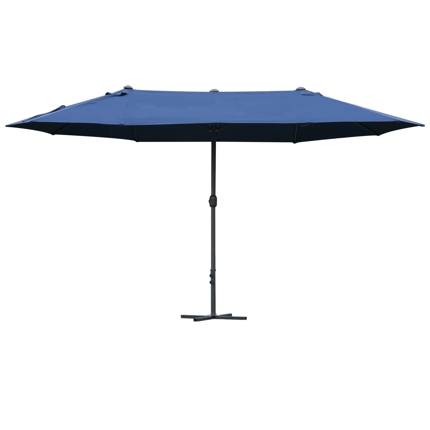 Photo of Outsunny 4.6M Sun Umbrella Canopy Double-sided Crank Sun Shade w/ Cross Base Dark Blue in Blue colour on a white background