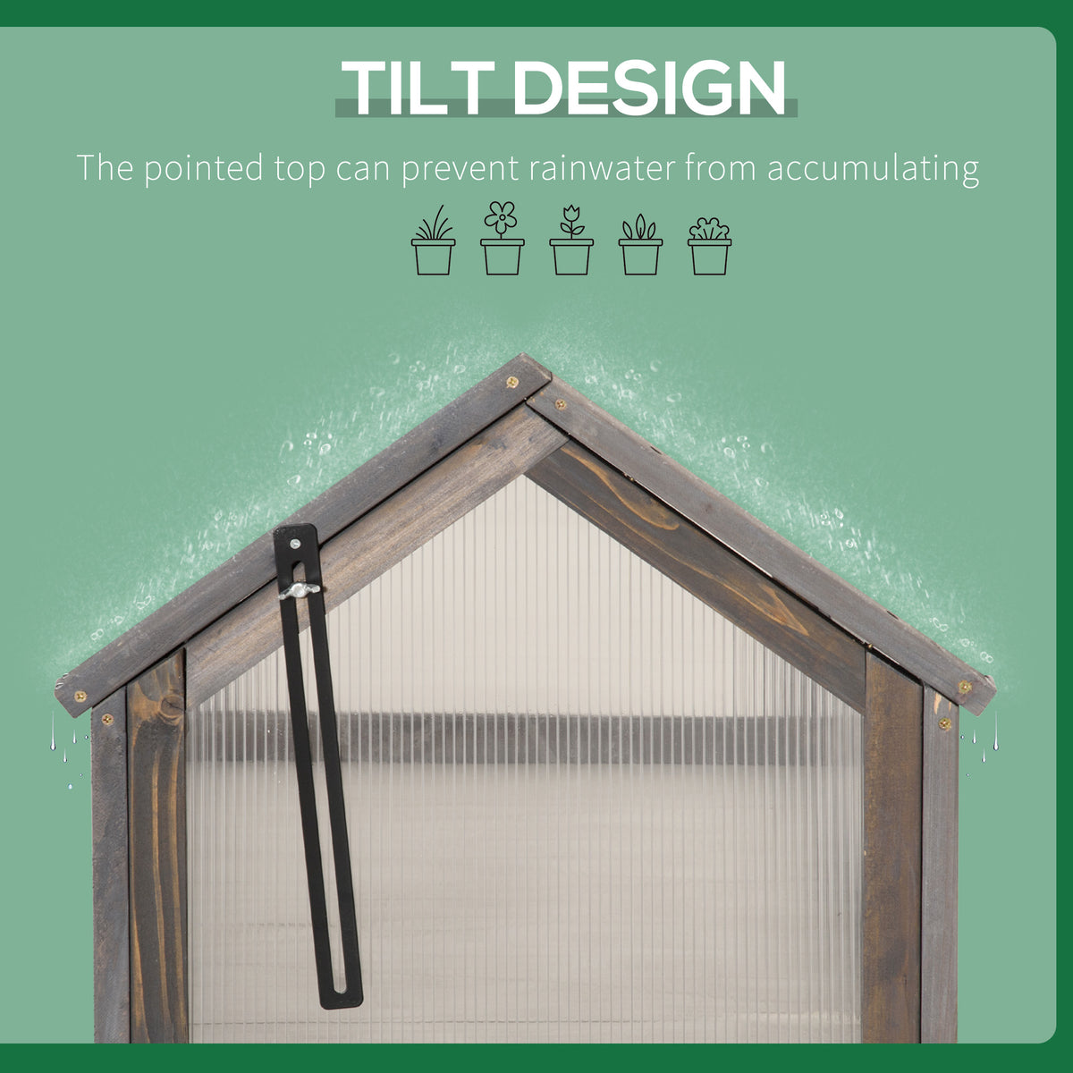 Outsunny cold frame peaked roof with translucent panels and a black support stay